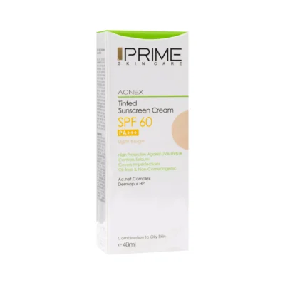 کرم ضد آفتاب SPF60 مخصوص پوست مختلط تا چرب رنگی بژ روشن پرایم