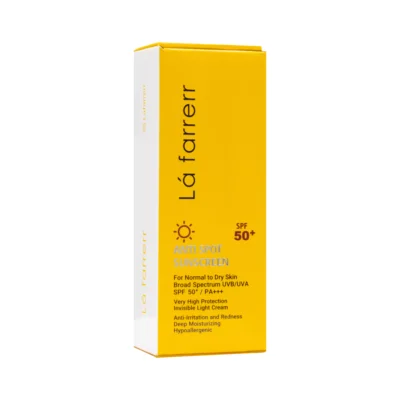 کرم ضد آفتاب و ضد لک SPF50 پوست خشک و معمولی بی رنگ 40 میلی لیتر لافارر